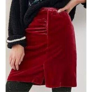 Anthropologie Montie Velvet Mini Skirt- Wine Red-Size 14